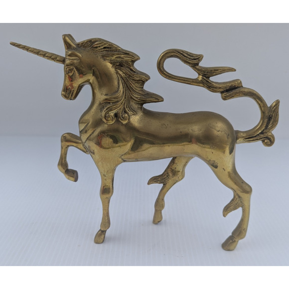 Vintage Solid Brass Mythical Unicorn Figurine Statue 3+ lbs. - Picture 4 of 11